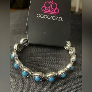 Paparazzi Globetrotter Goals Blue & Silver Beaded Stretch Bracelet